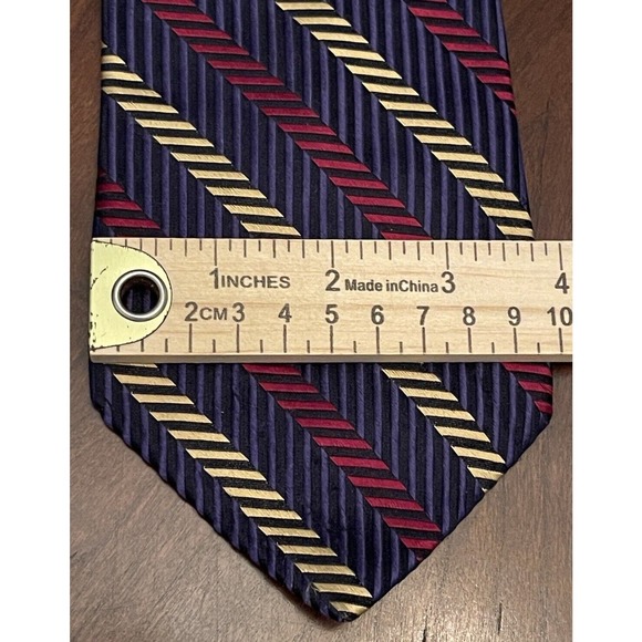 Studio Fumagalli’s Red Blue Gold 100% Imported Silk Men’s Neck Tie Made In Usa - Picture 5 of 10